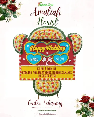 Karangan Papan Bunga Pernikahan di Sidaharja
